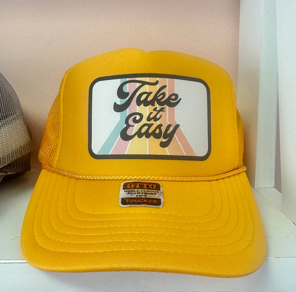 Take it Easy Rainbow Retro Trucker Hat