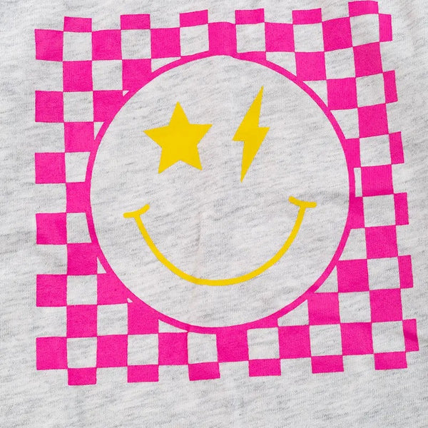 Pink Happy Check Tee