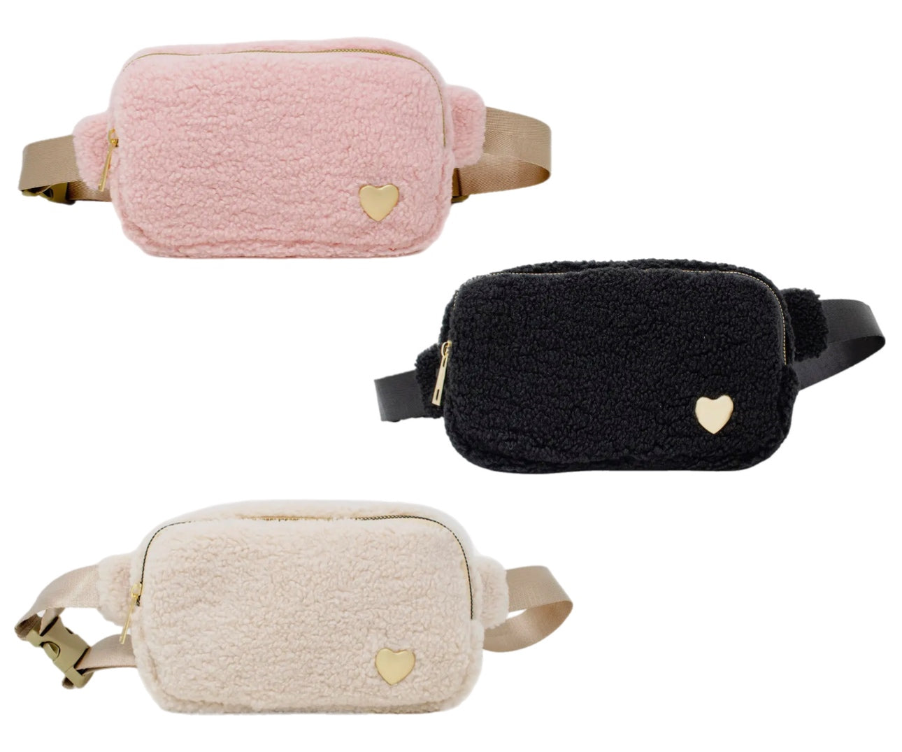 Fuzzy Heart Belt Bag