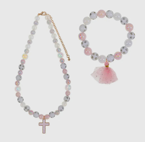 Cross necklace and bracelet set