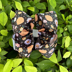 FLORAL & PUMPKIN PRINTED HAIR BOWS. BW-DSG-1071