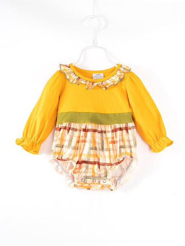 Yellow Plaid Bubble Romper