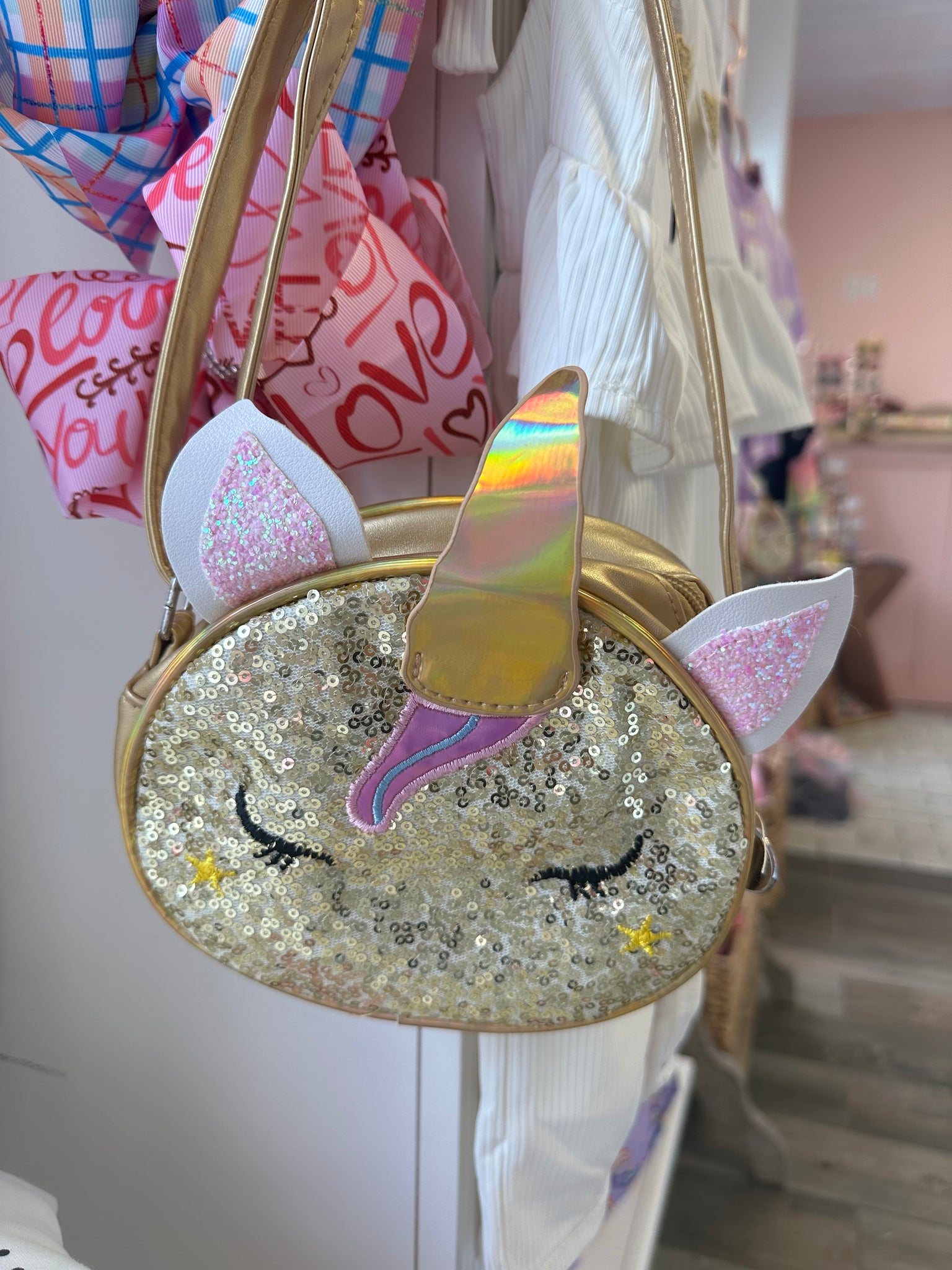 Gold Glitter Unicorn Bag