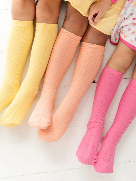 Sherbet Cable Knit Knee High Sock 3 pack