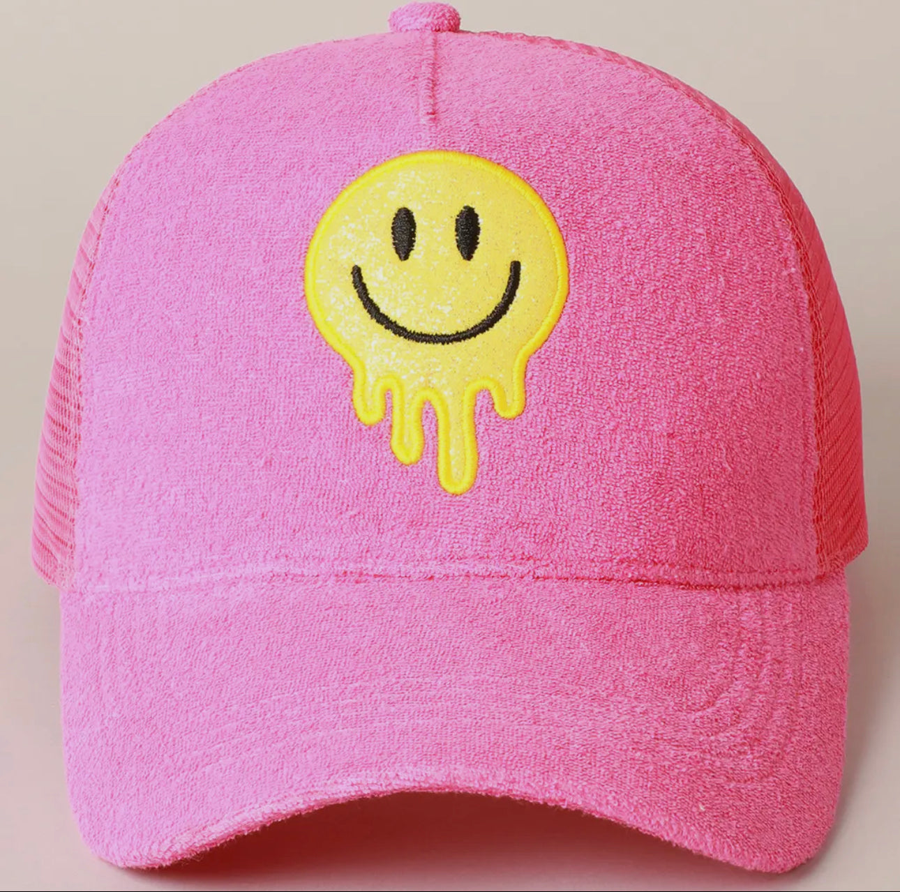 Terry Smiley Hat- Pink
