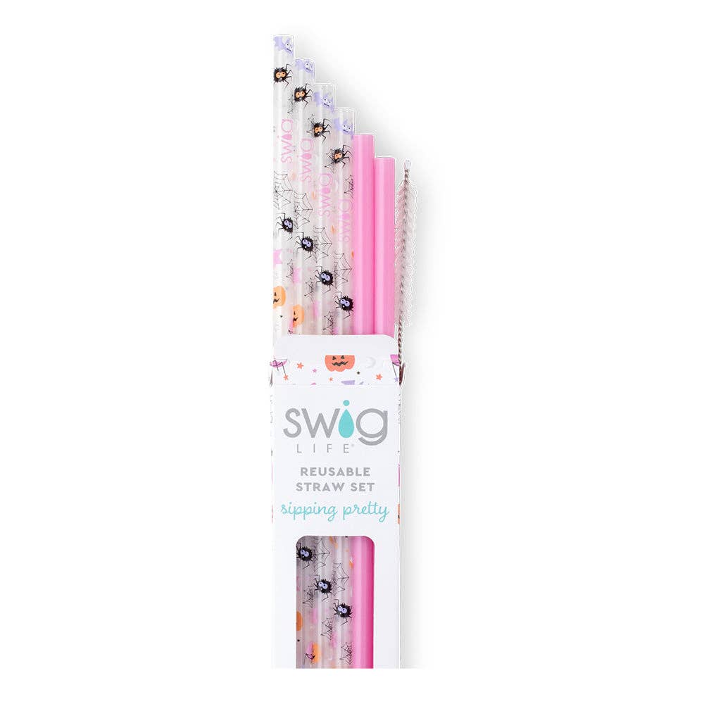 Sweet and Spooky + Pink Reusable Straw Set