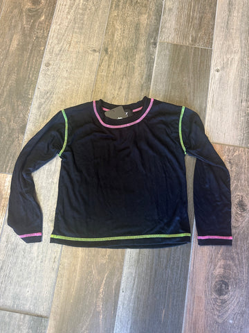 Black Multi Color Trim Top