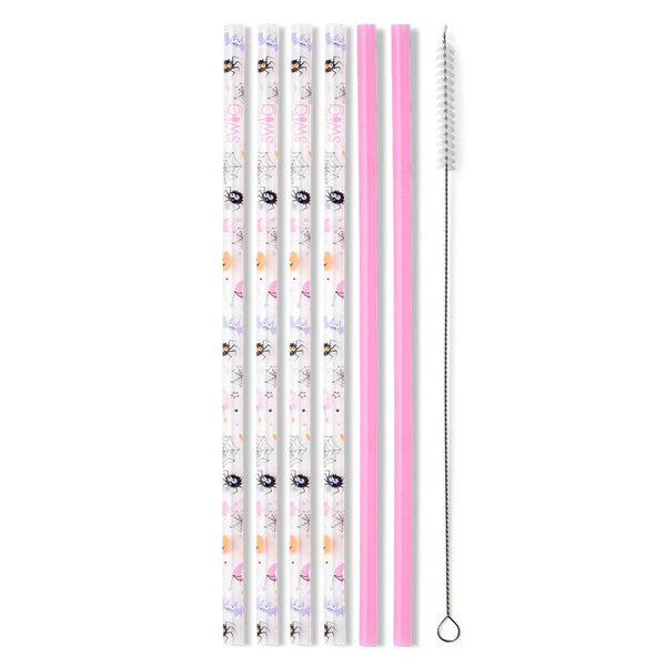 Sweet and Spooky + Pink Reusable Straw Set