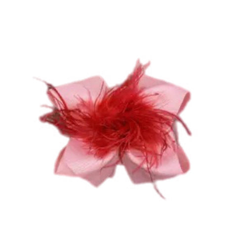 Pink & Red Feather Puff Bow