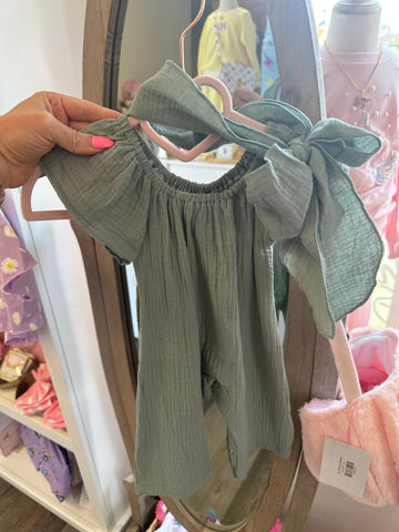 Linen pant romper