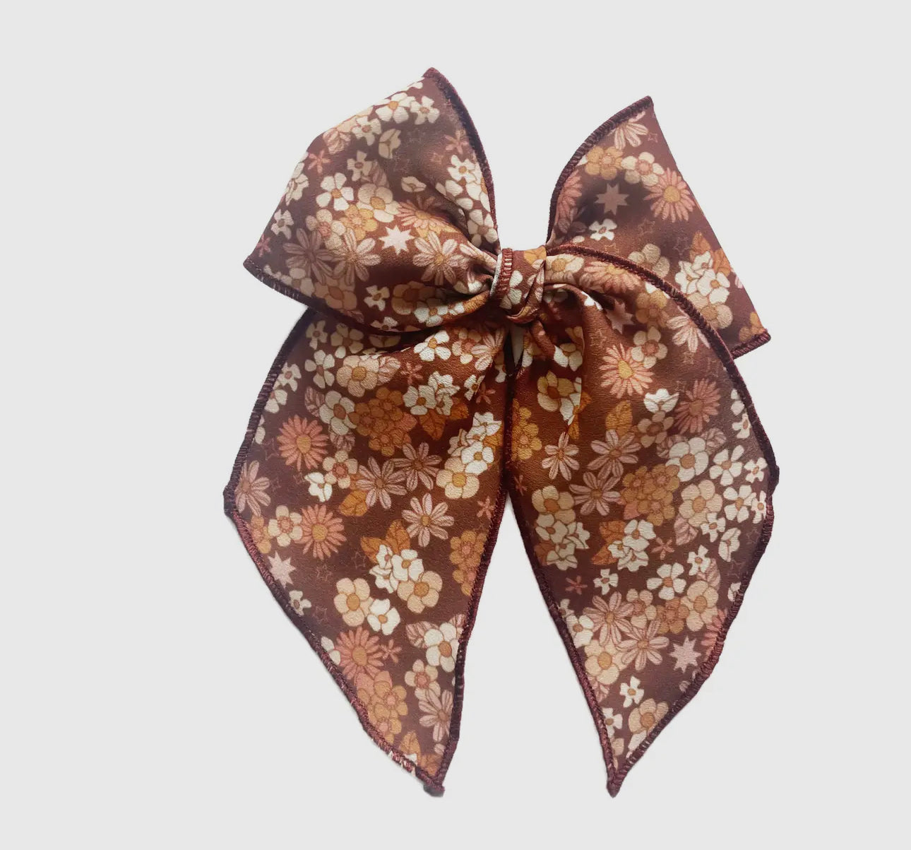 Brown Retro Floral Bow