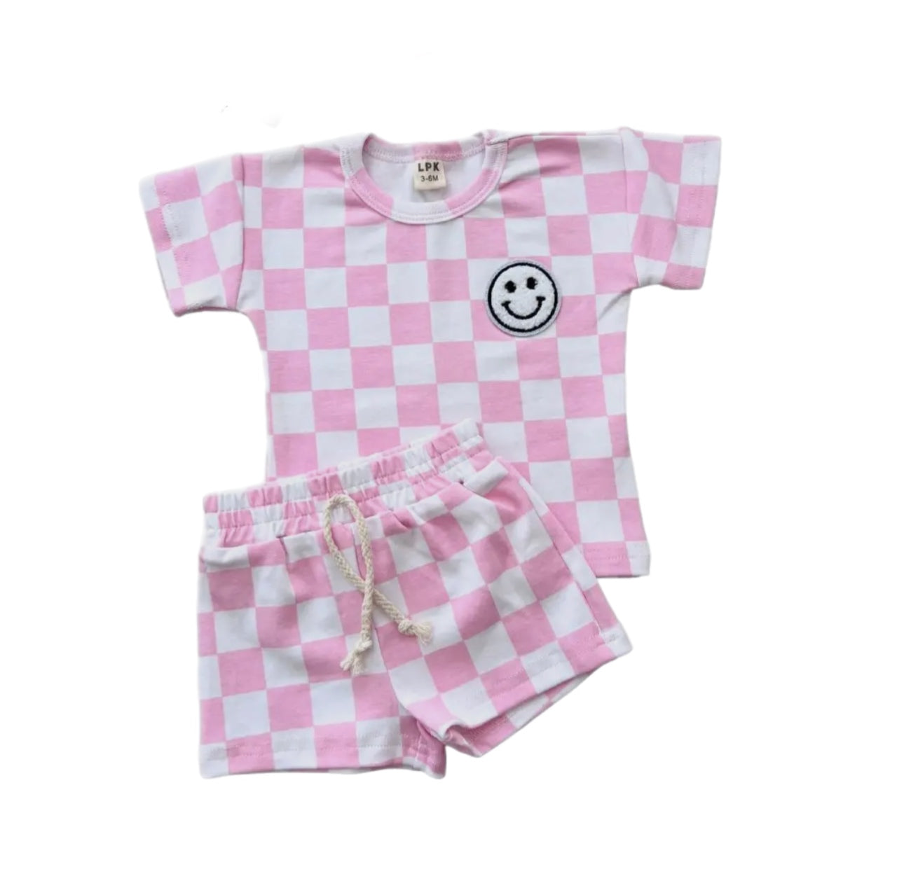 Pink Check Smiley Set