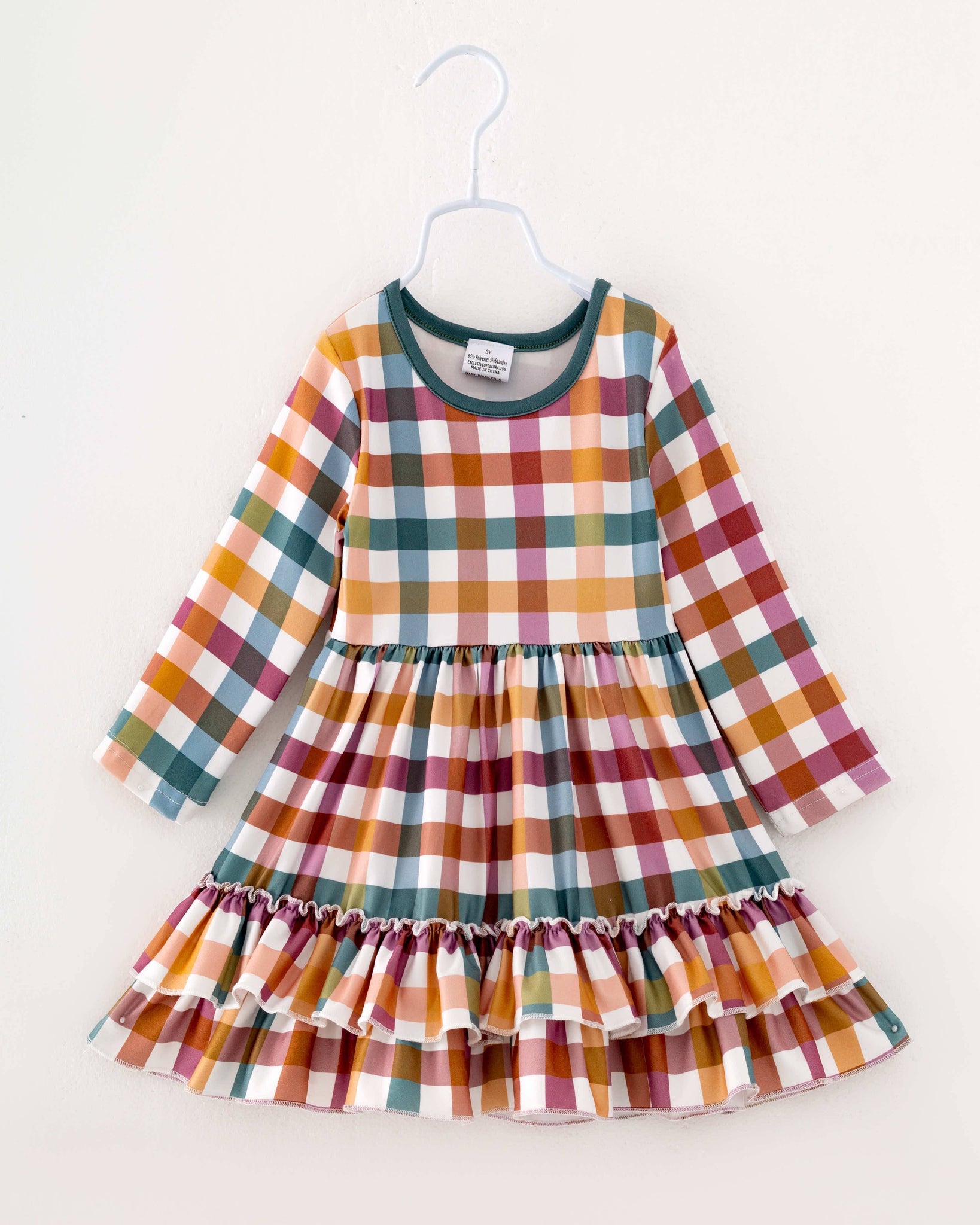 Fall Dresses Brown Plaid Ruffle Girl Twirl Kids Dress