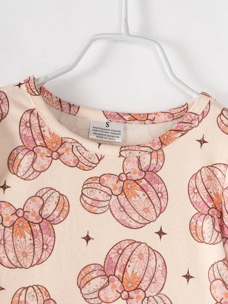 Halloween Floral Pumpkin Print Girl Dress