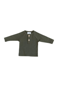 Olive Long Sleeve Button Top