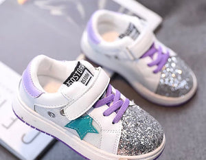 Glitter Star Sneaker: Purple & Teal
