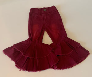Double Flare Bell Bottoms Maroon