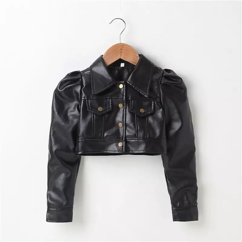 Kenna Faux Leather Jacket: Black