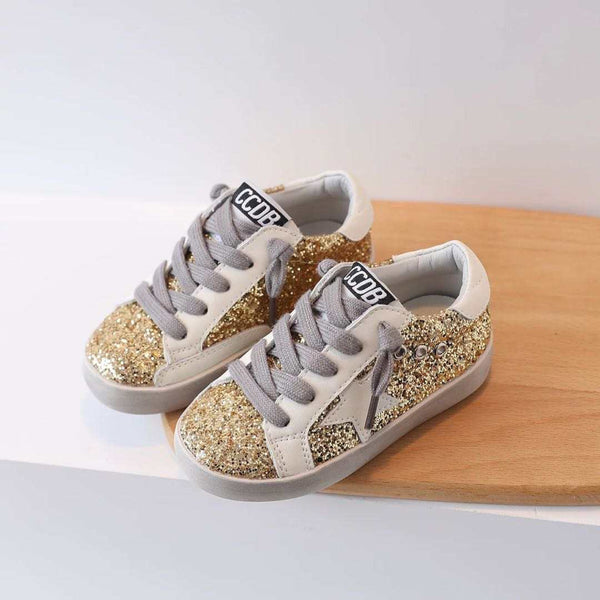 Gold Glitter Lace Up Sneaker