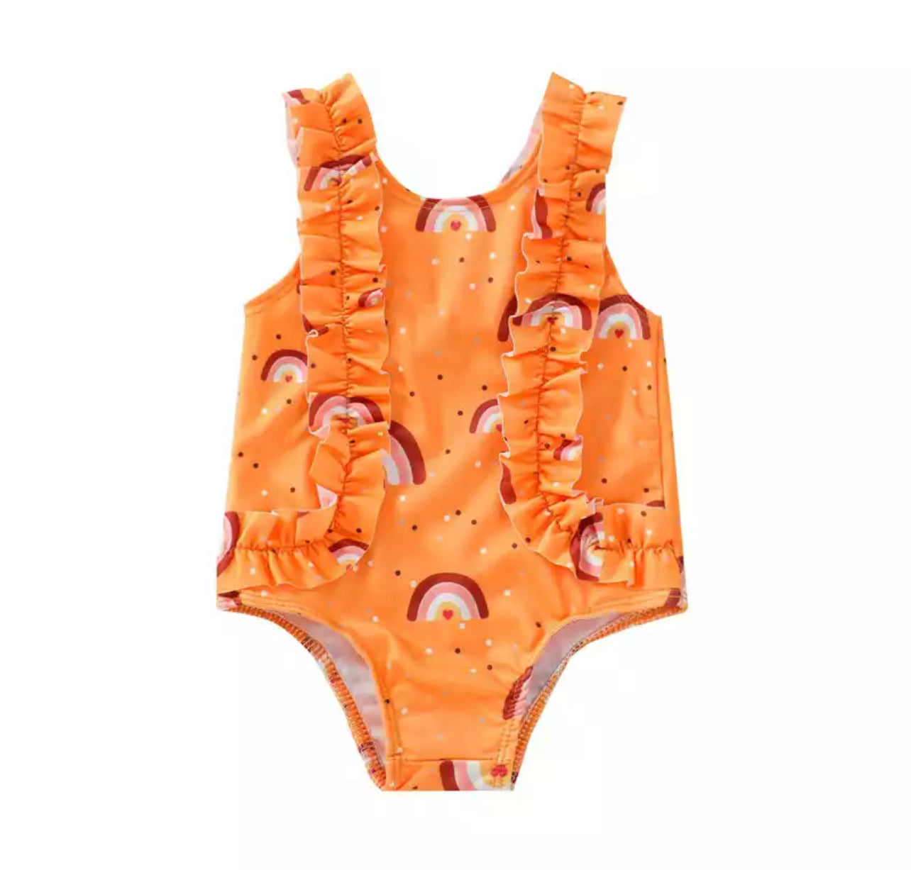 Hearts and Rainbow Swimsuit: Orange