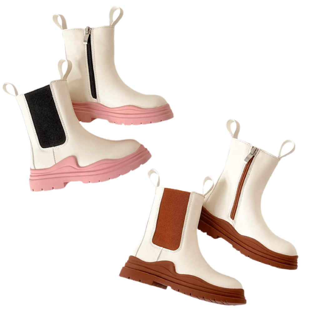 Leila Boot: Pink and Brown